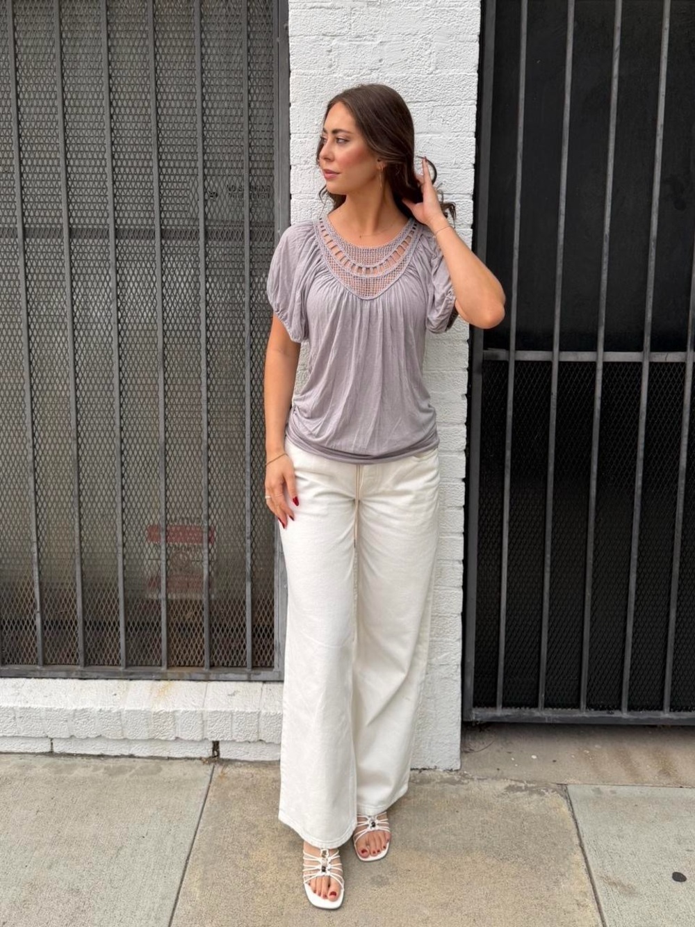 2000s y2k lavender mesh top with ruffle trim Size M #fairycore #boho - Picture 2 of 4